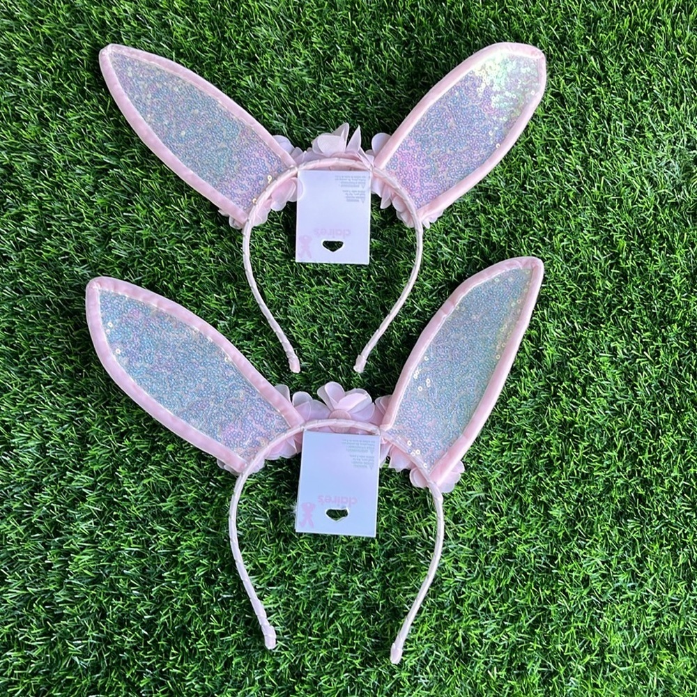 CLAIRES Classic Pink Bunny Ears Headband Costume Dress Up ( x2) - Picture 3 of 6
